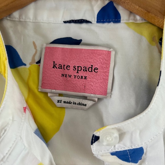 Kate Spade Lemon Zest Cotton Shirtdress in White sz XS - Picture 3 of 5
